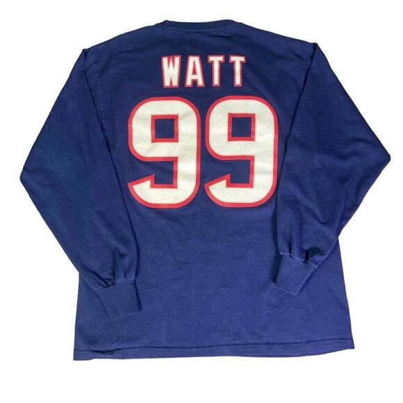NFL Team Apparel Houston TEXANS JJ Watt #99 Blue Long Sleeve Men's Shirt Size L - Picture 6 of 10